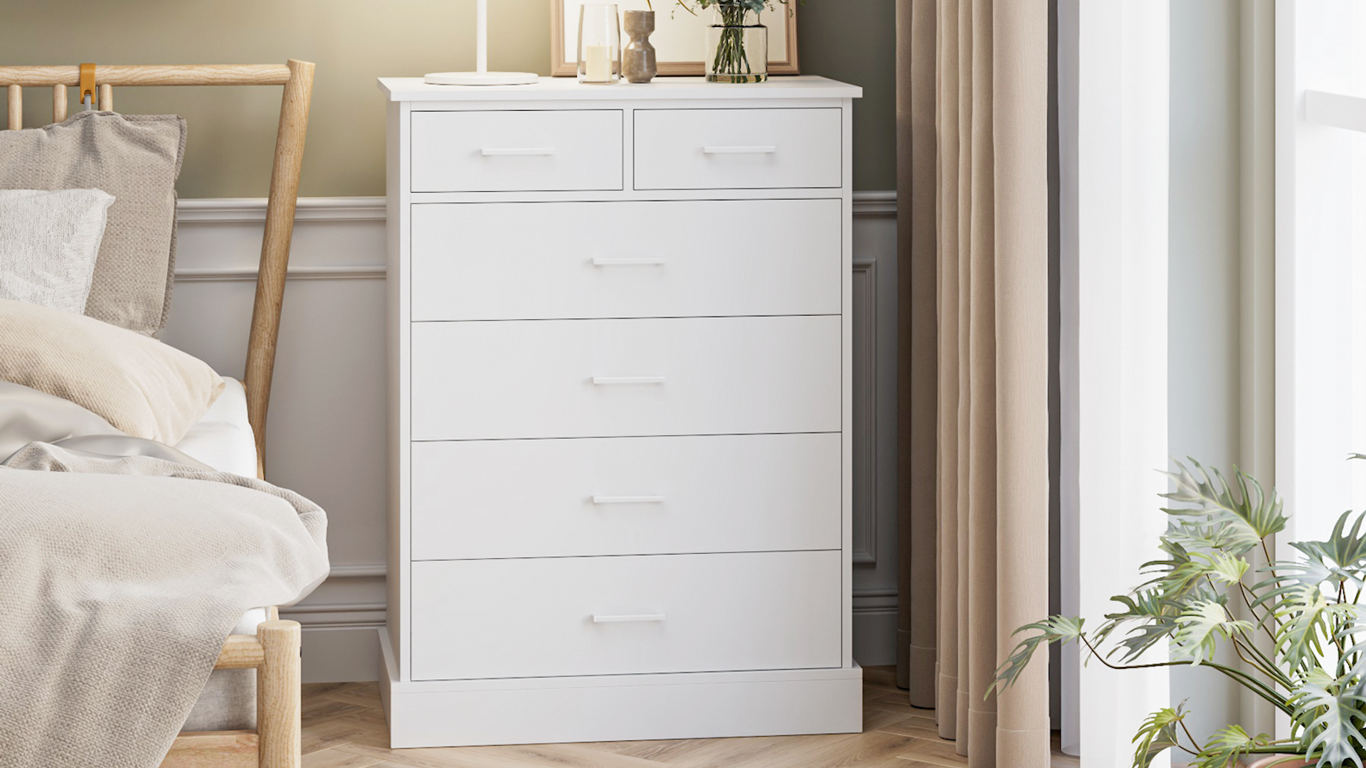 Watch FOTOSOK Tall White Dresser with 6 Drawers on Amazon Live